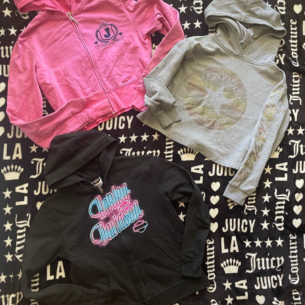 GIRLS HOODIE BUNDLE JUICY HARLEY DAVIDSON CONVERSE SIZE 10❤️